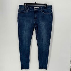 Levi's 535 Super Skinny Jeans Women's Blue Denim Raw Hem Size 32 Medium Wash